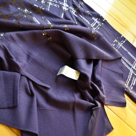 Chicos Chico's Sequin Plaid Long Sleeve Sweater Size 3 NWT US XL - Picture 9 of 13